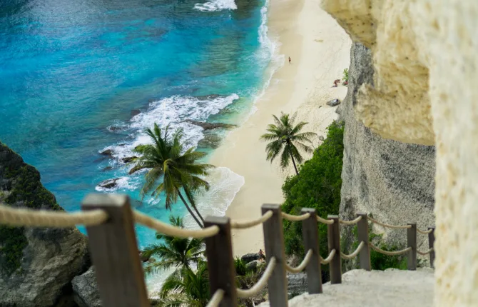 Diamond Beach stairs at Nusa Penida